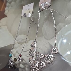 2 Sets- Elegant Silver Necklace and Earring Set